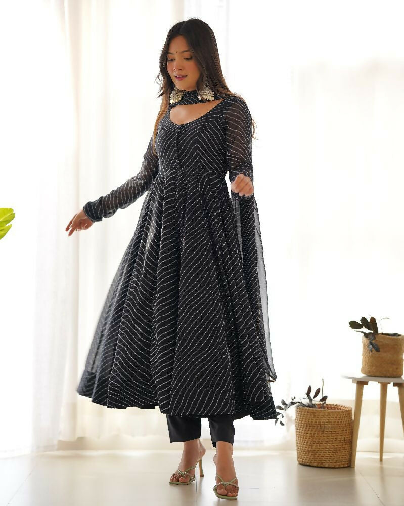 Joban Fashion Black Kurta Set Georgette Sequence Embroidery Work