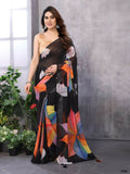 Partywear Designer Black Georgette Fancy Saree - Satrangi