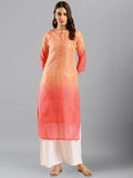 Peach Chinon Digital Printed With Hand Work Kurta - Himanshi