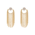 Nuyug 22K Gold Plated Crystal Studded Floral Stud Contemporary Dangler Earrings