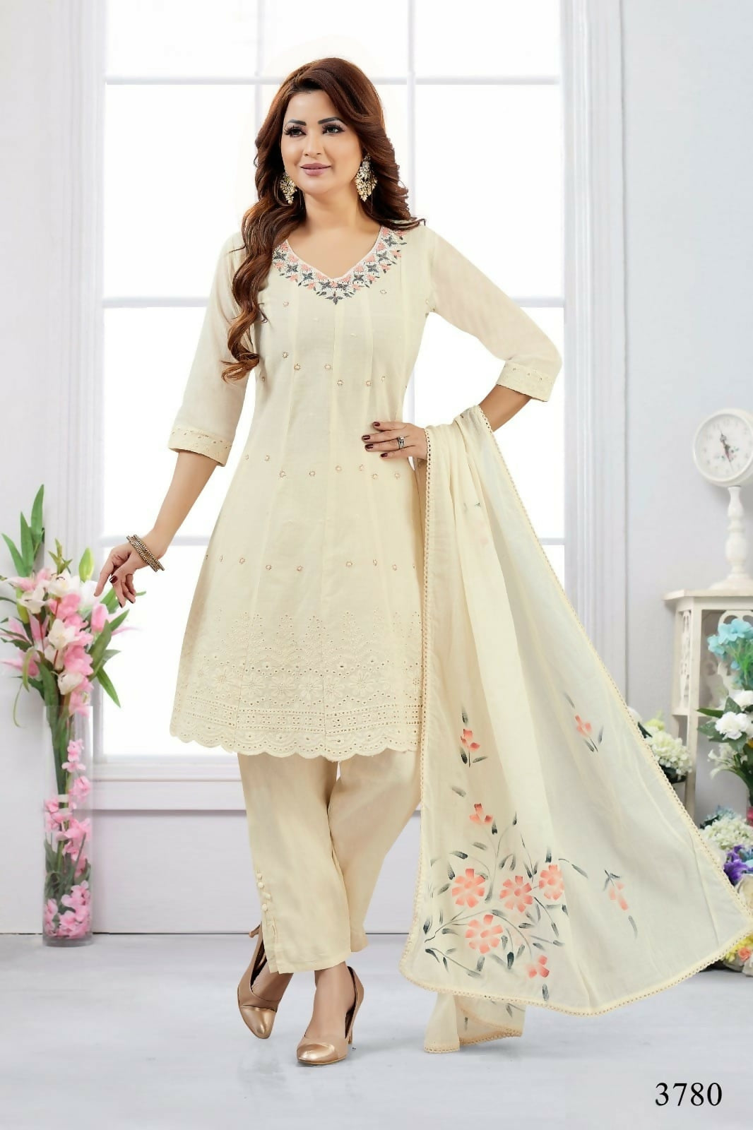 Joban Fashion Cotton Beige Color Kurta Set