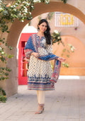 Juniper Women's Ivory Floral Printed Chanderi Kurta Pant And Dupatta Set With Sequins
