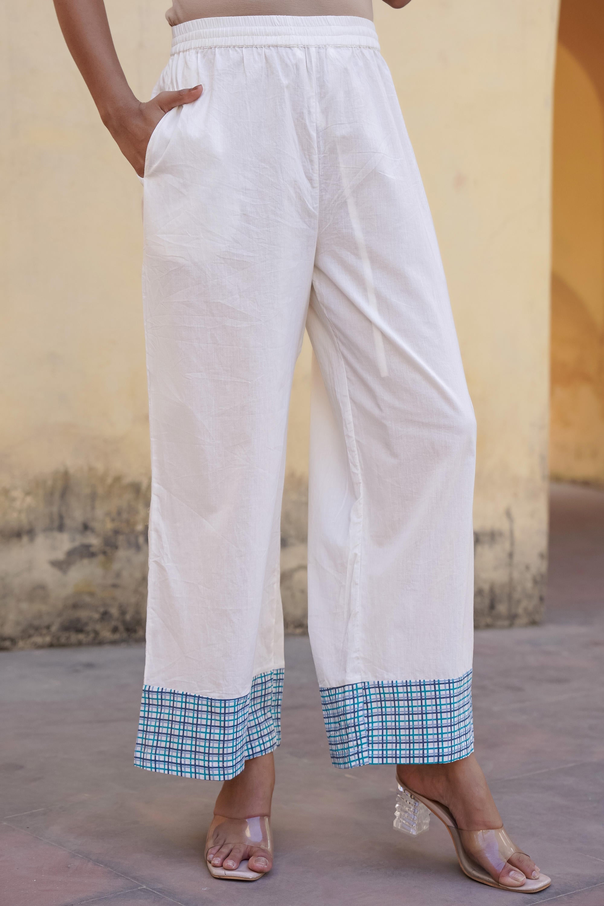 Juniper White Floral Printed Cotton Kurta Pant And Dupatta Set With Sequins & Beads