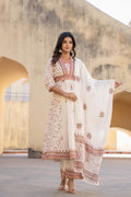 Juniper Gulab Pink Baagh Anarkali Cotton Suit Set