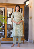Juniper Sage Green Floral Printed Straight Kurta Set