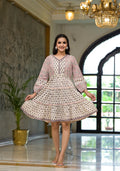Juniper Blush Block Print Tiered Mini Dress