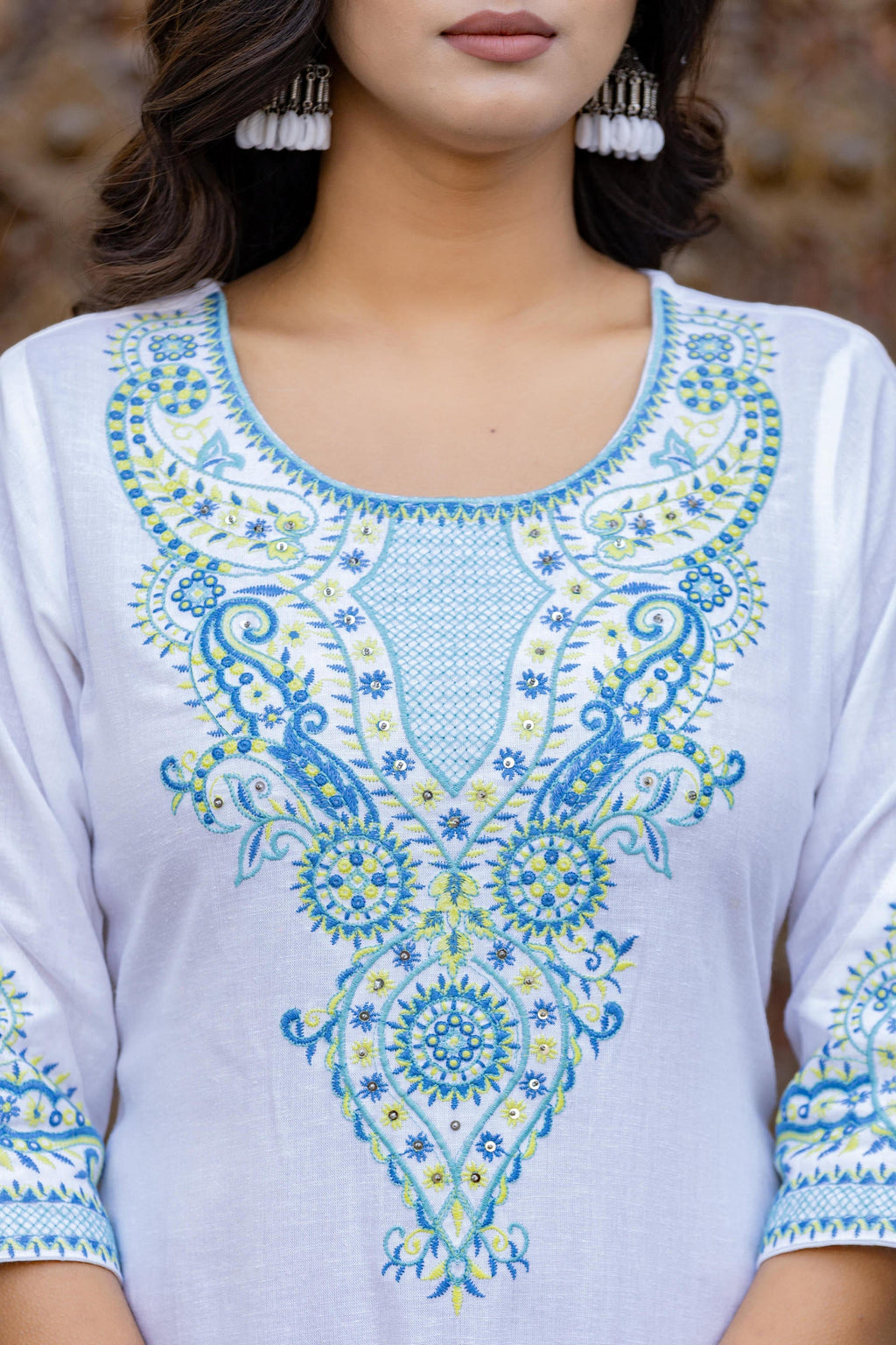 Juniper Blue Ethnic Printed Kurta Set with Dupatta