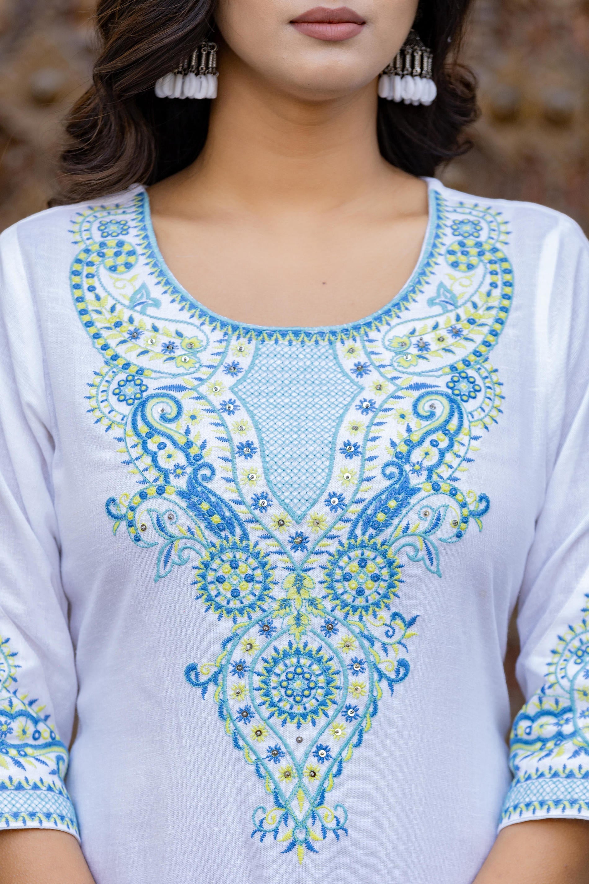 Juniper Blue Ethnic Printed Kurta Set with Dupatta