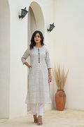 Juniper White Minimal Motif Printed Kurta
