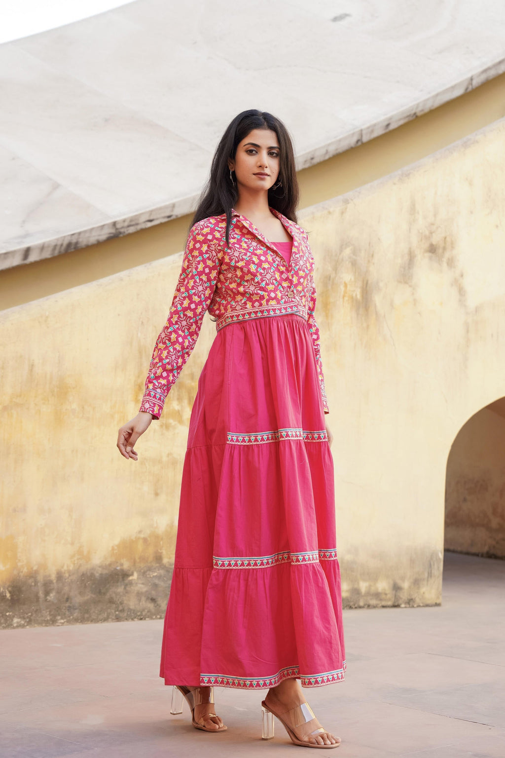 Juniper Pink Gulmohar Melody Tiered Maxi Dress