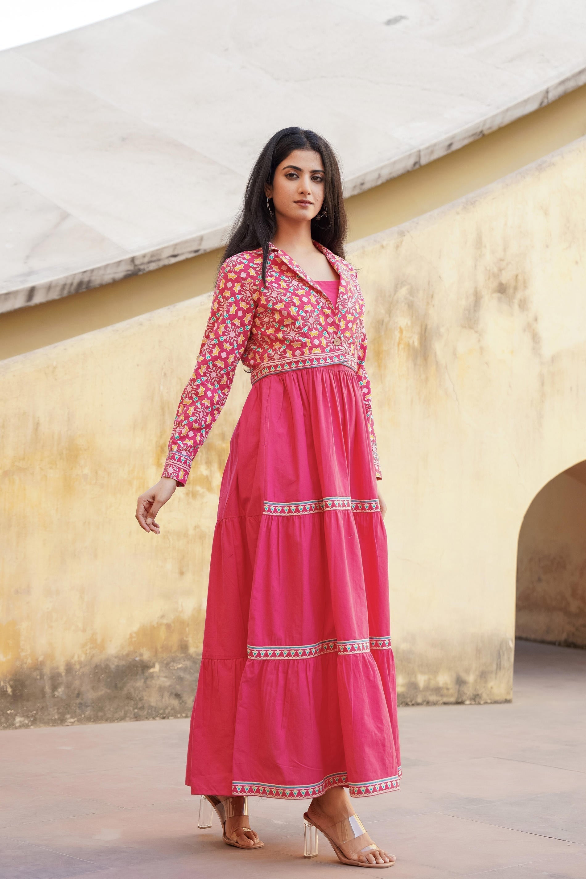 Juniper Pink Gulmohar Melody Tiered Maxi Dress