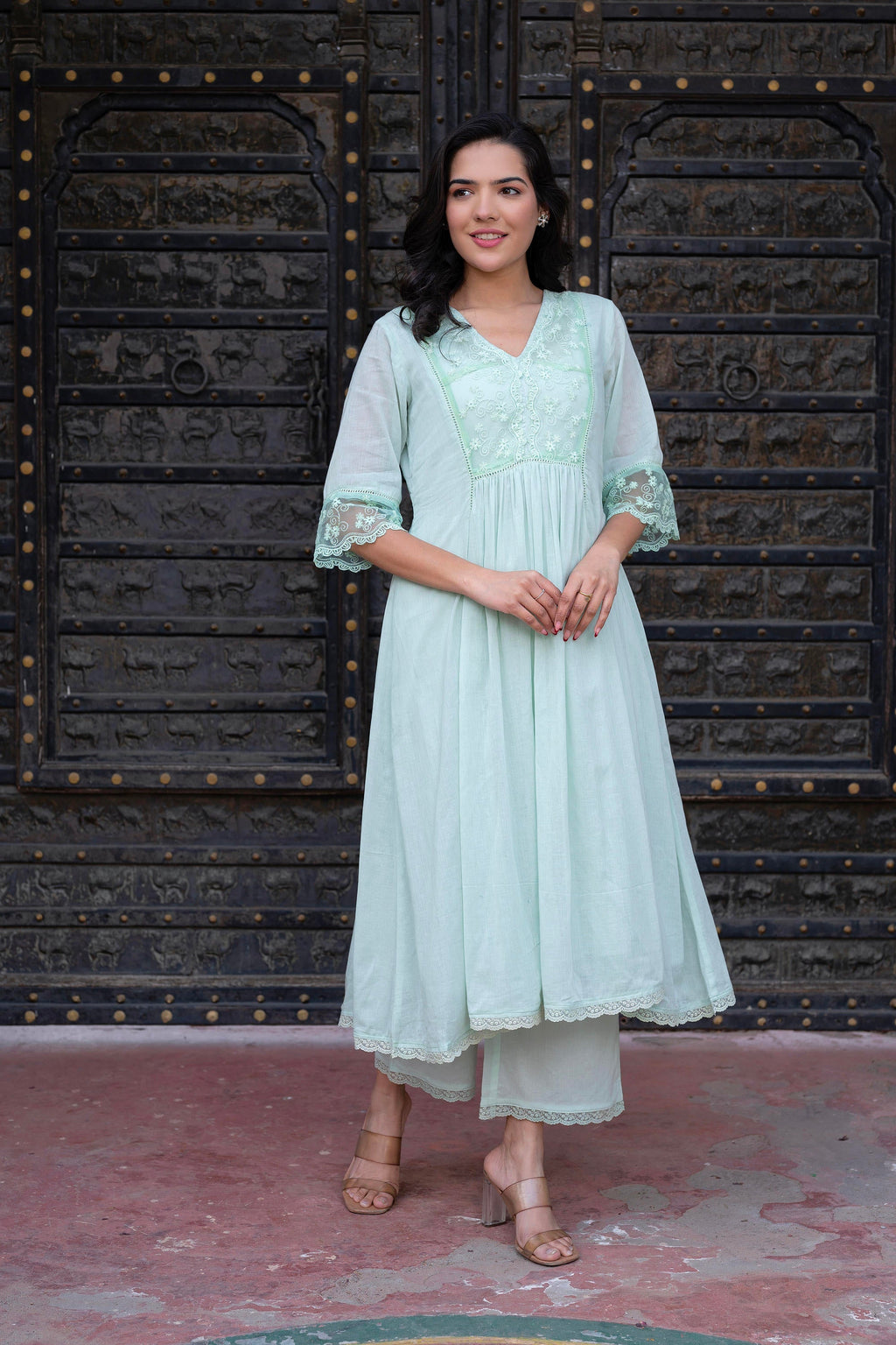 Juniper Women Embroidered Anarkali Kurta Set