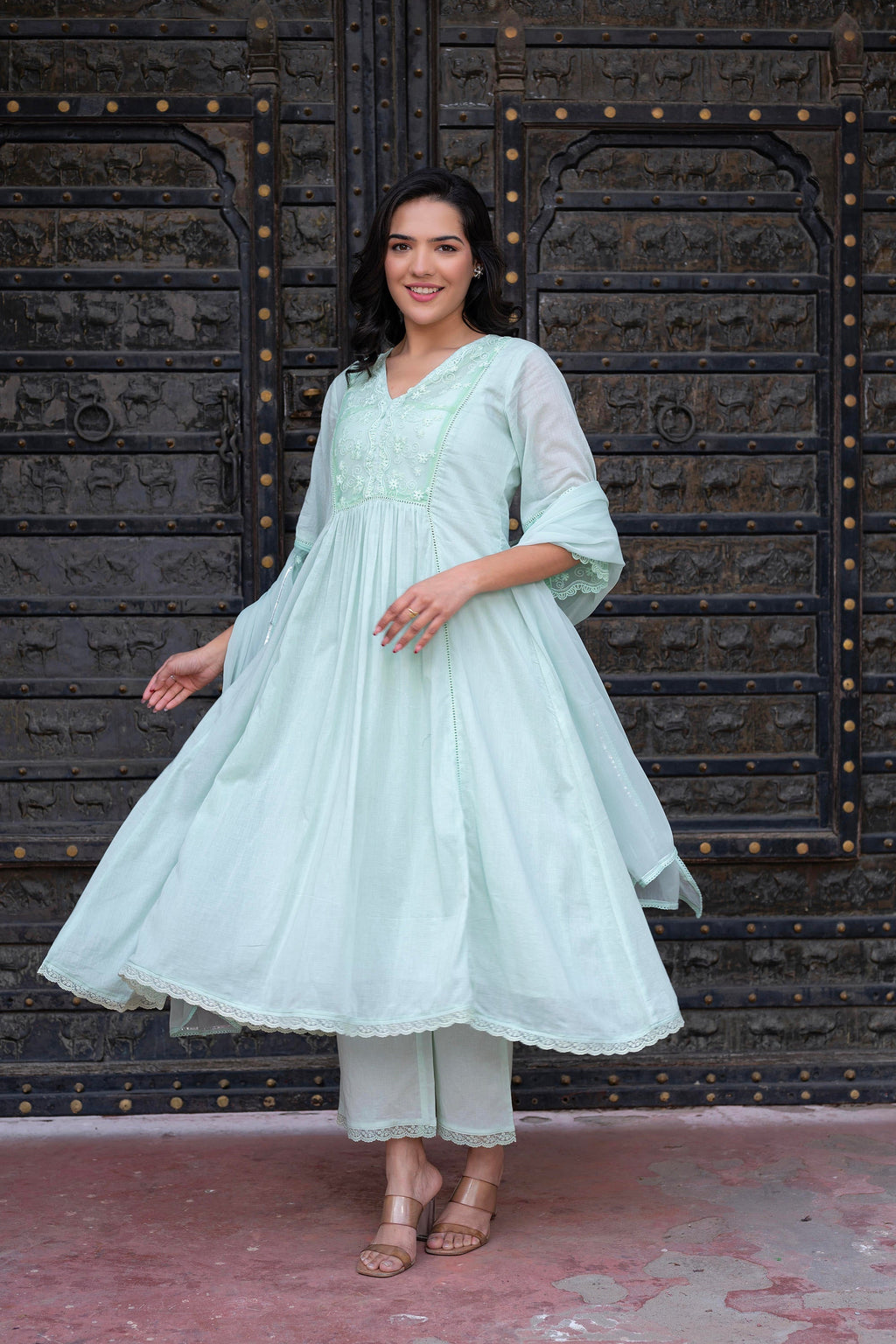 Juniper Women Embroidered Anarkali Kurta Set