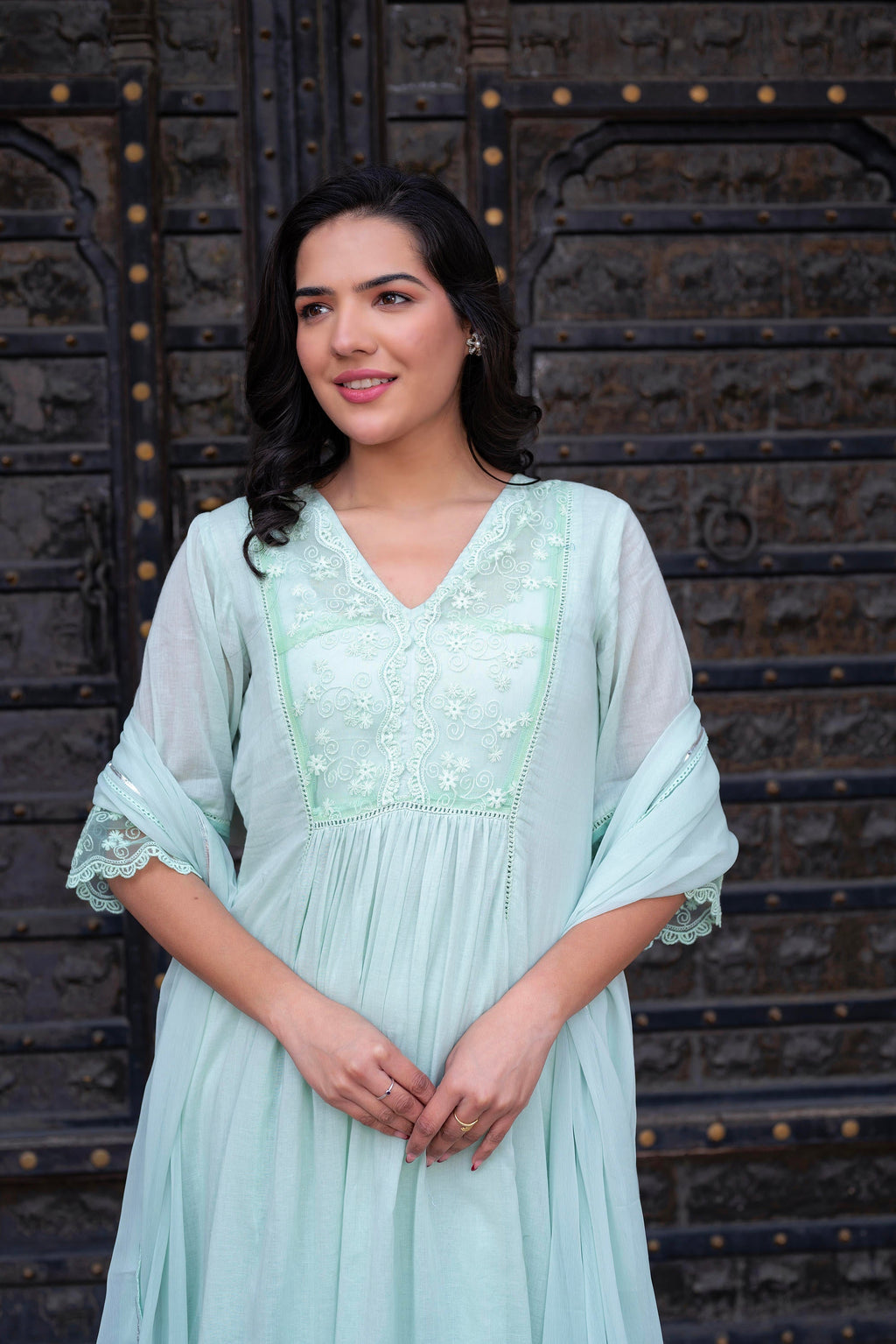 Juniper Women Embroidered Anarkali Kurta Set