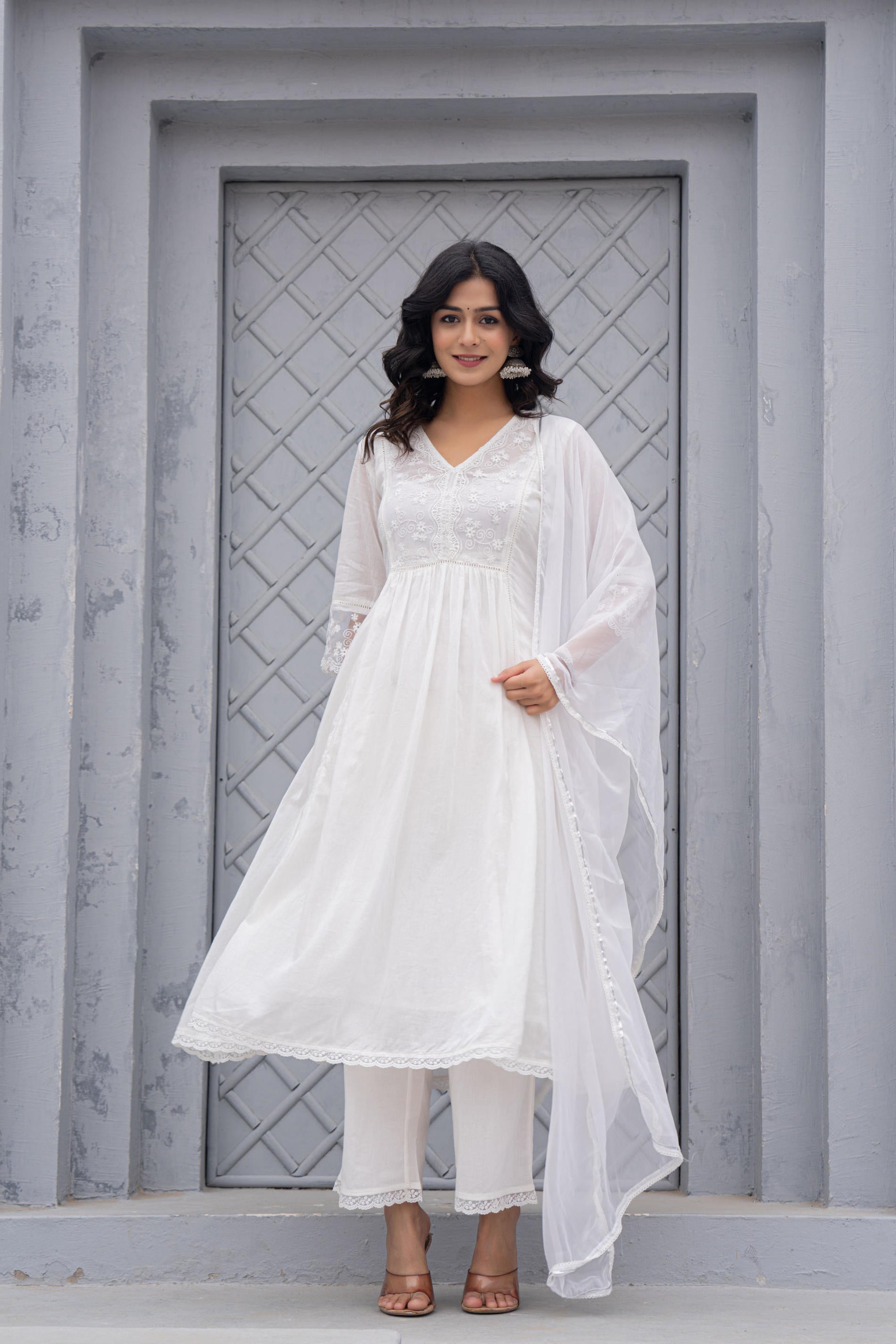 Juniper Women Embroidered Anarkali Kurta Set