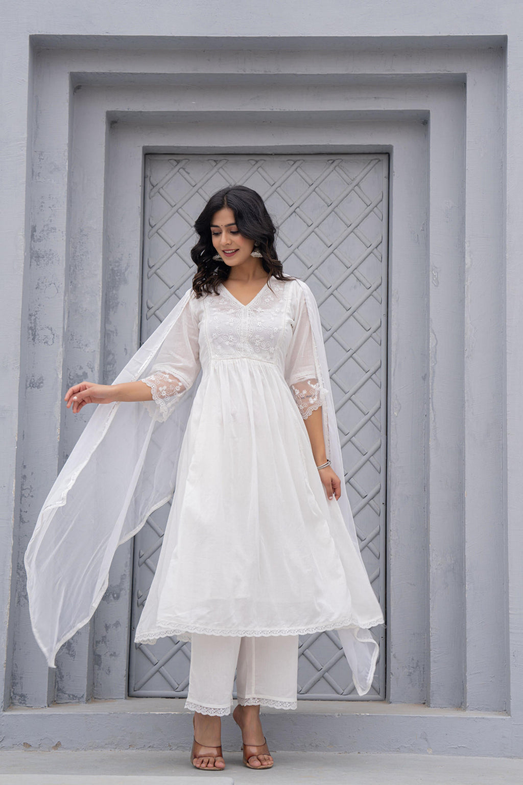 Juniper Women Embroidered Anarkali Kurta Set
