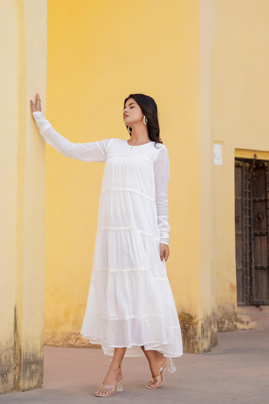 Juniper White Snowfall Breeze Tiered Maxi Dress