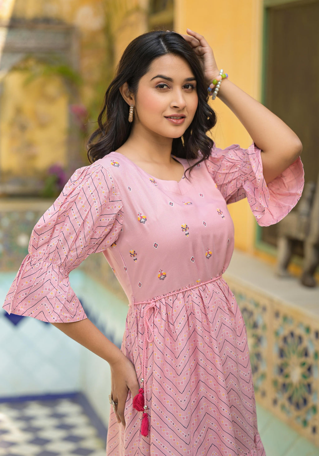 Juniper Blush Pink Bloom Fit & Flare Short Dress