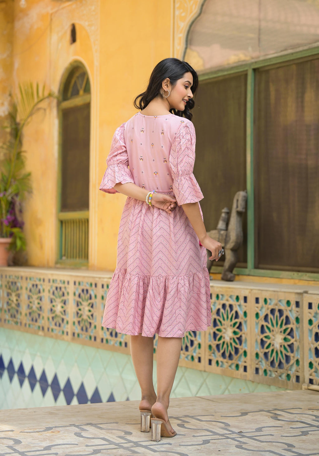 Juniper Blush Pink Bloom Fit & Flare Short Dress