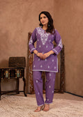 Juniper Lavender Serenity Thread Embroidered Kurta Set