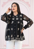 Juniper Black embroiderd and sequince tunic with buttons