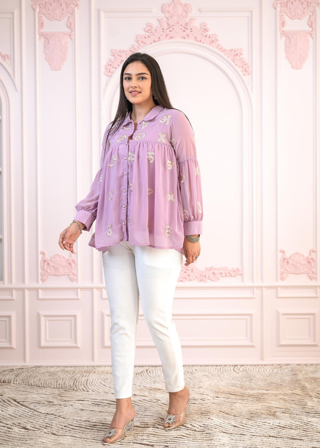 Juniper Lavender Embroidered Cotton Kurta with Pant