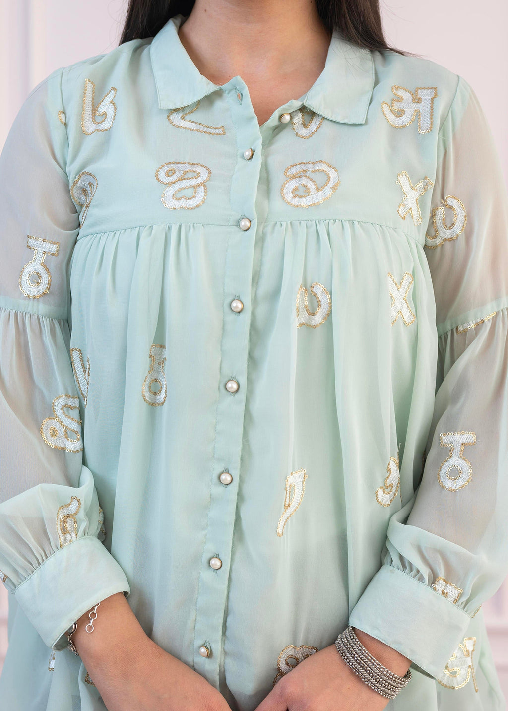 Juniper Mint Embroidered Cotton Kurta with Pant