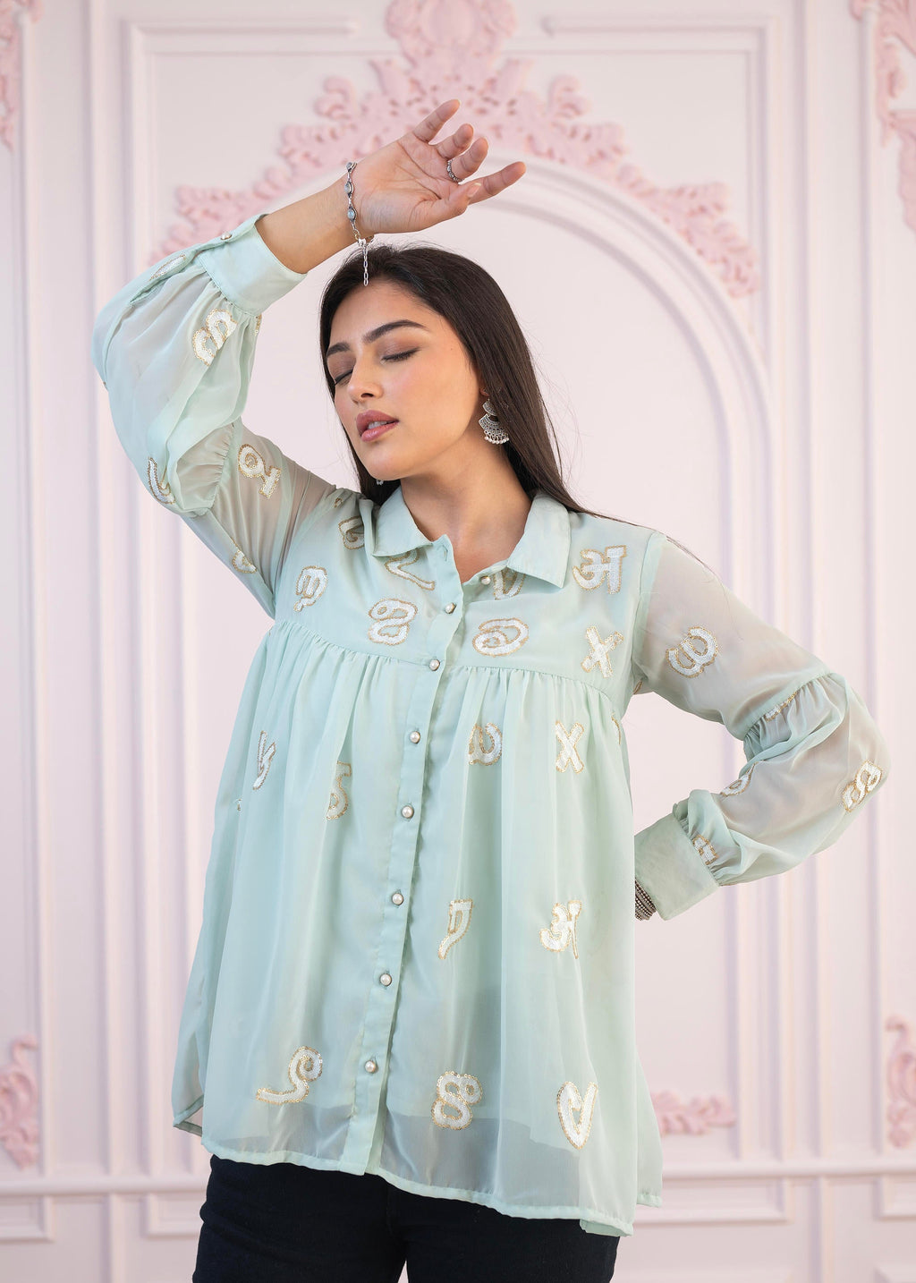 Juniper Mint Embroidered Cotton Kurta with Pant