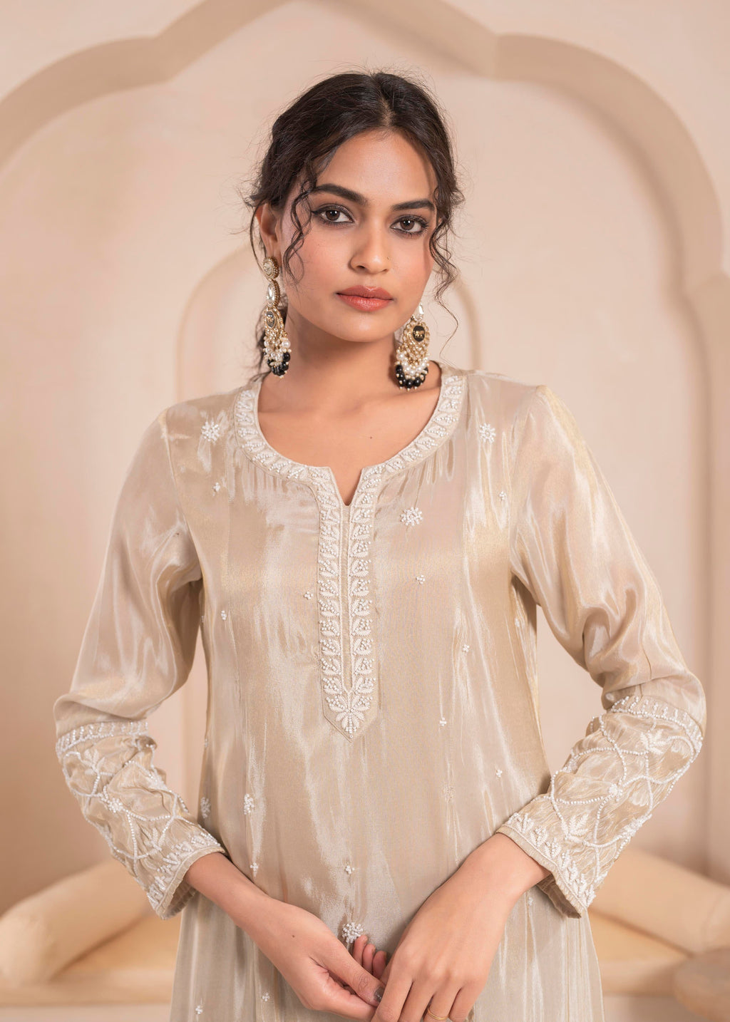 Juniper Embroidered Dress with Subtle Shimmer and Dupatta