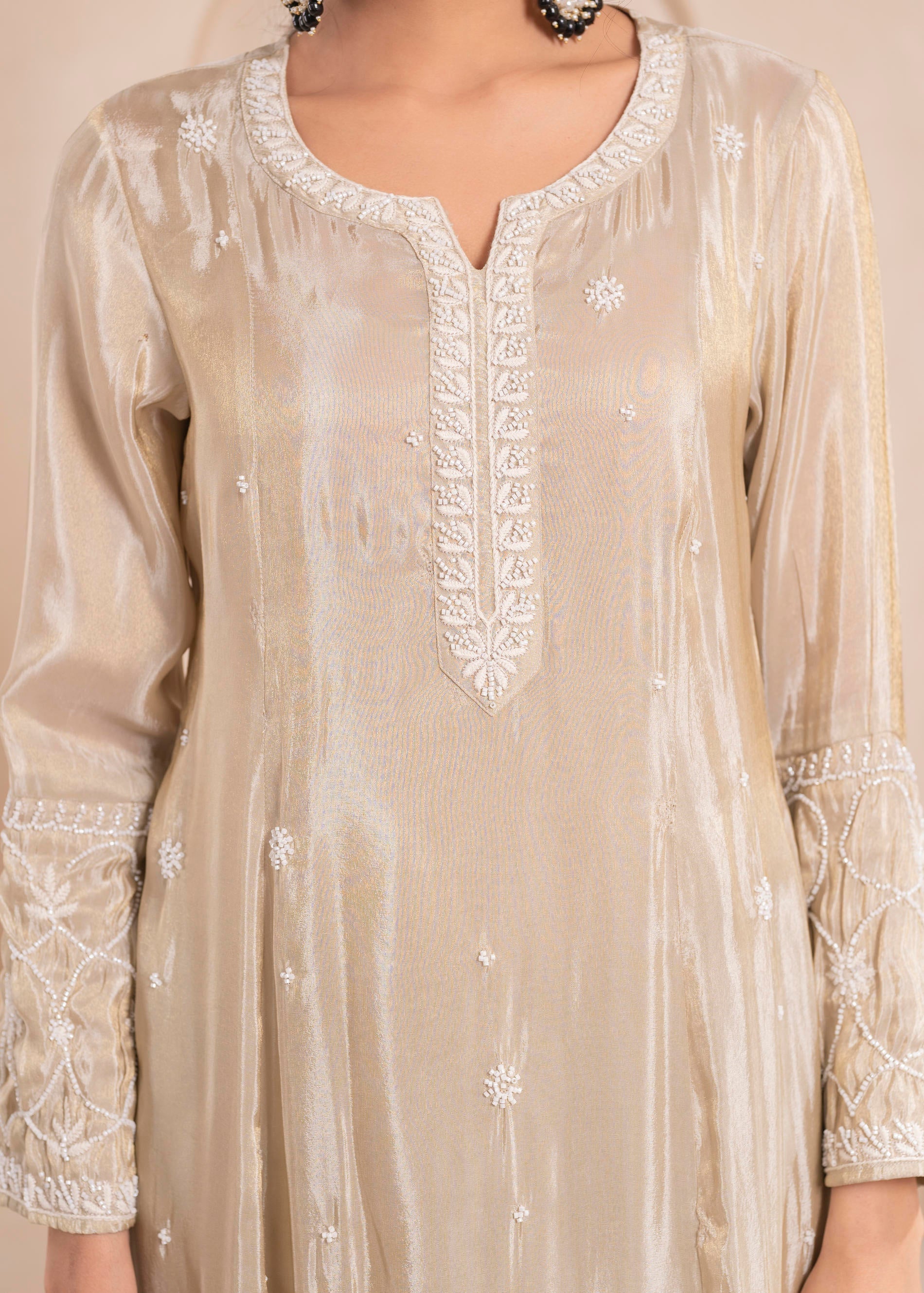 Juniper Embroidered Dress with Subtle Shimmer and Dupatta