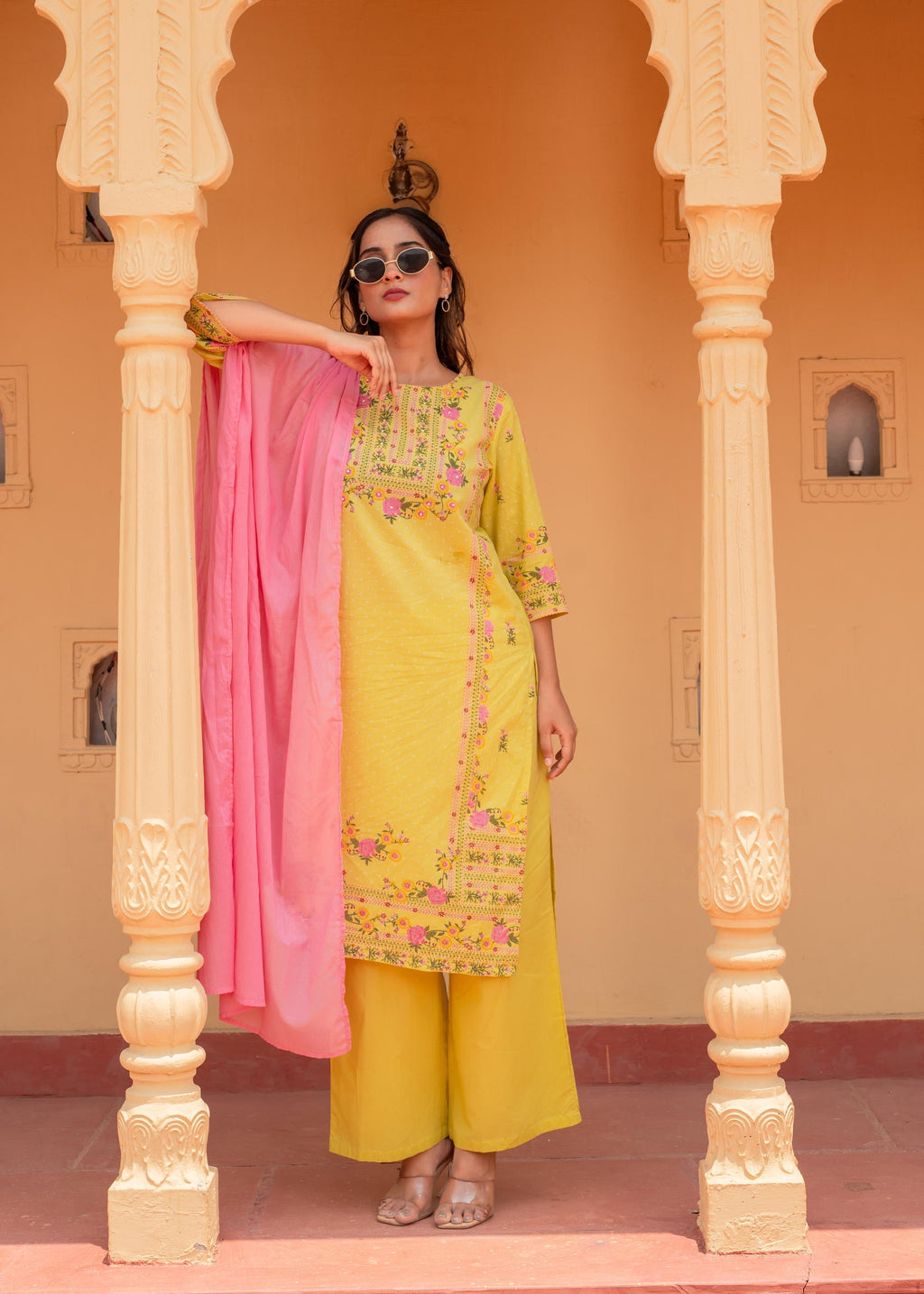 Juniper Floral Printed Lime Kurta Set