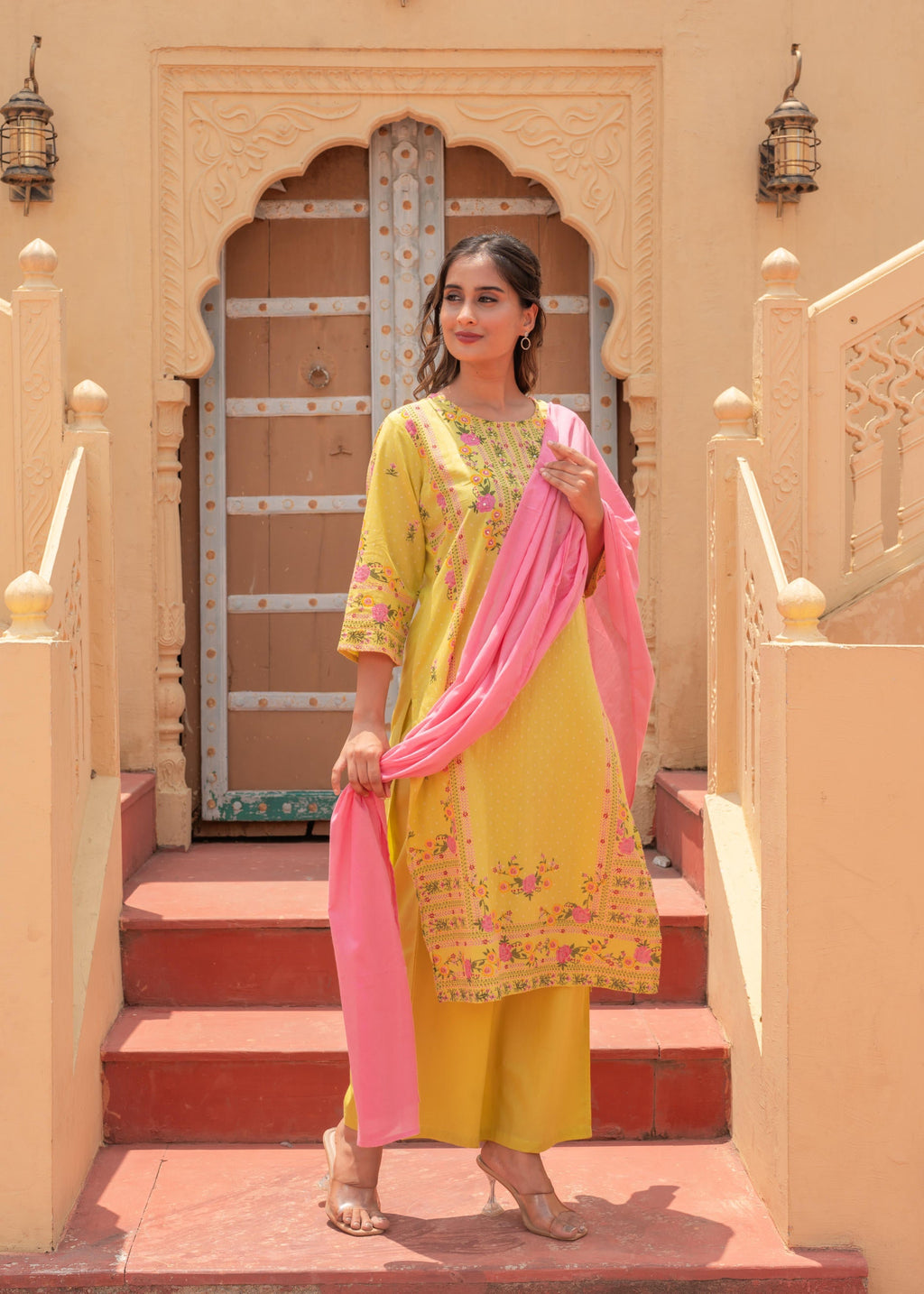 Juniper Floral Printed Lime Kurta Set