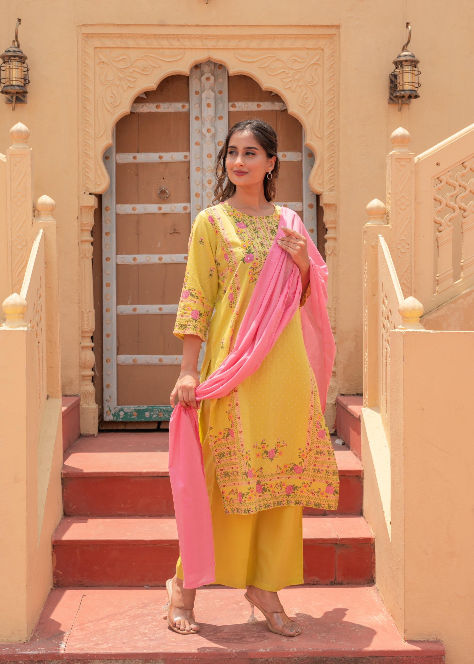 Juniper Floral Printed Lime Kurta Set