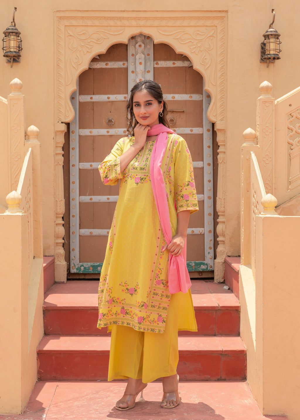 Juniper Floral Printed Lime Kurta Set