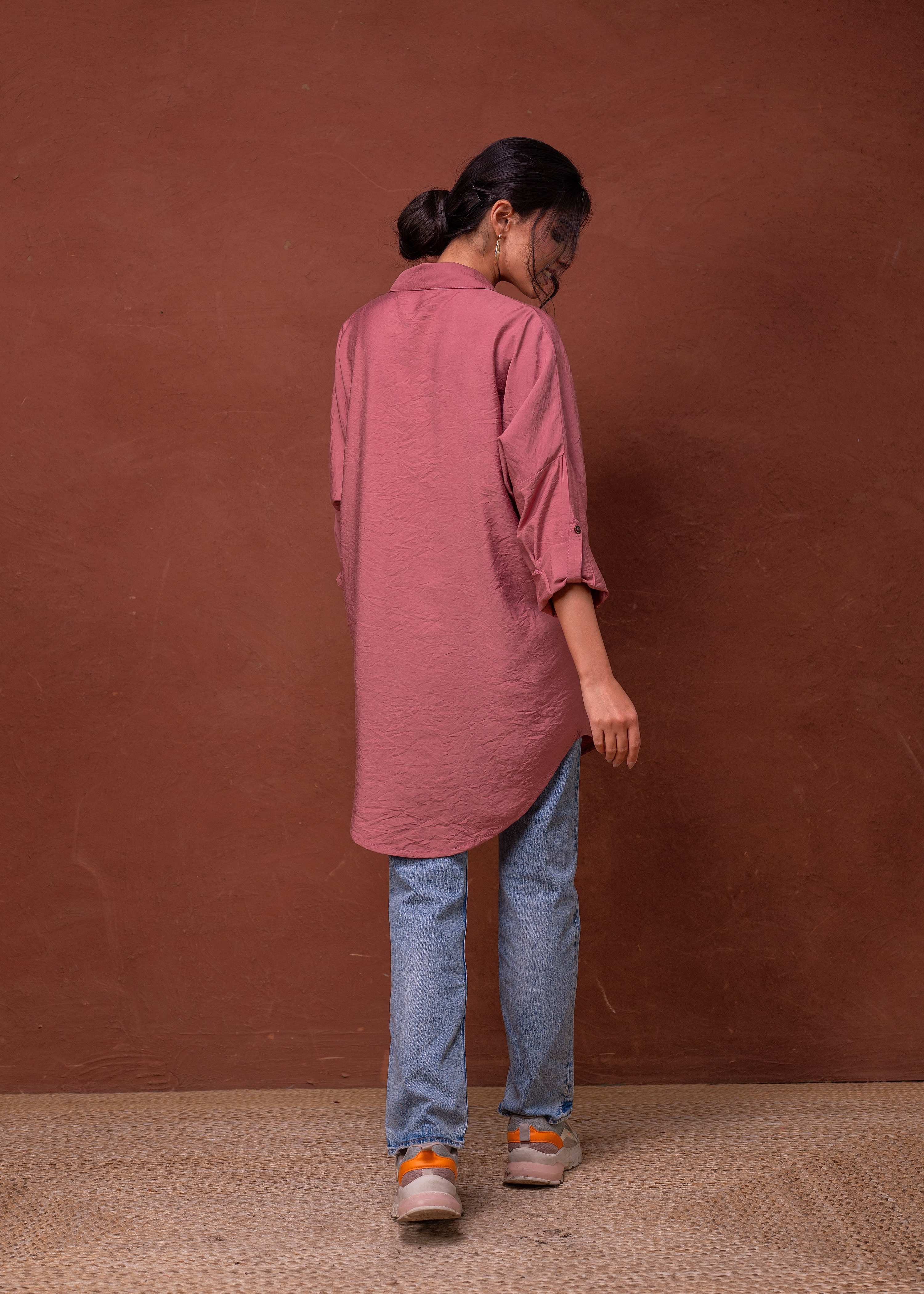 Juniper Viscose Dusty Pink Embellished Shirt With Sequin & Bead Details