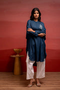 Juniper Viscose Blue Embellished Shirt With Sequin & Bead Details