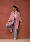 Juniper Viscose Linen Dusty Pink Embellished Shirt With Sequin & Bead Details