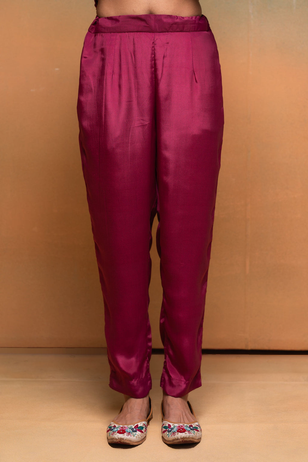 Juniper Magenta Man Made Fiber Floral Printed Kurta With Pants & Dupatta Set With Lace Work