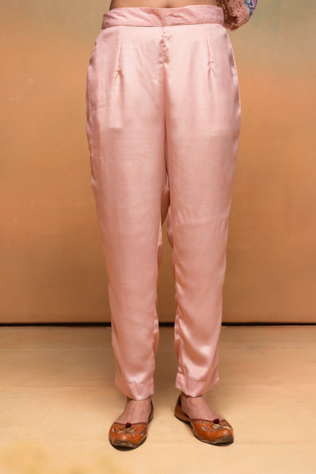 Juniper Peach Man Made Fiber Floral Printed Kurta With Pants & Dupatta Set With Sequence Work