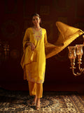 Juniper Mustard Viscose Kurta With Pants & Dupatta Set With Thread & Zari Work