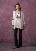 Juniper Women'S White Embroidered Viscose Tunic With Thread Work, Buttons & Tassels
