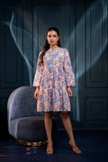 Juniper Women'S Blue & Orange Floral Cotton Short Dress