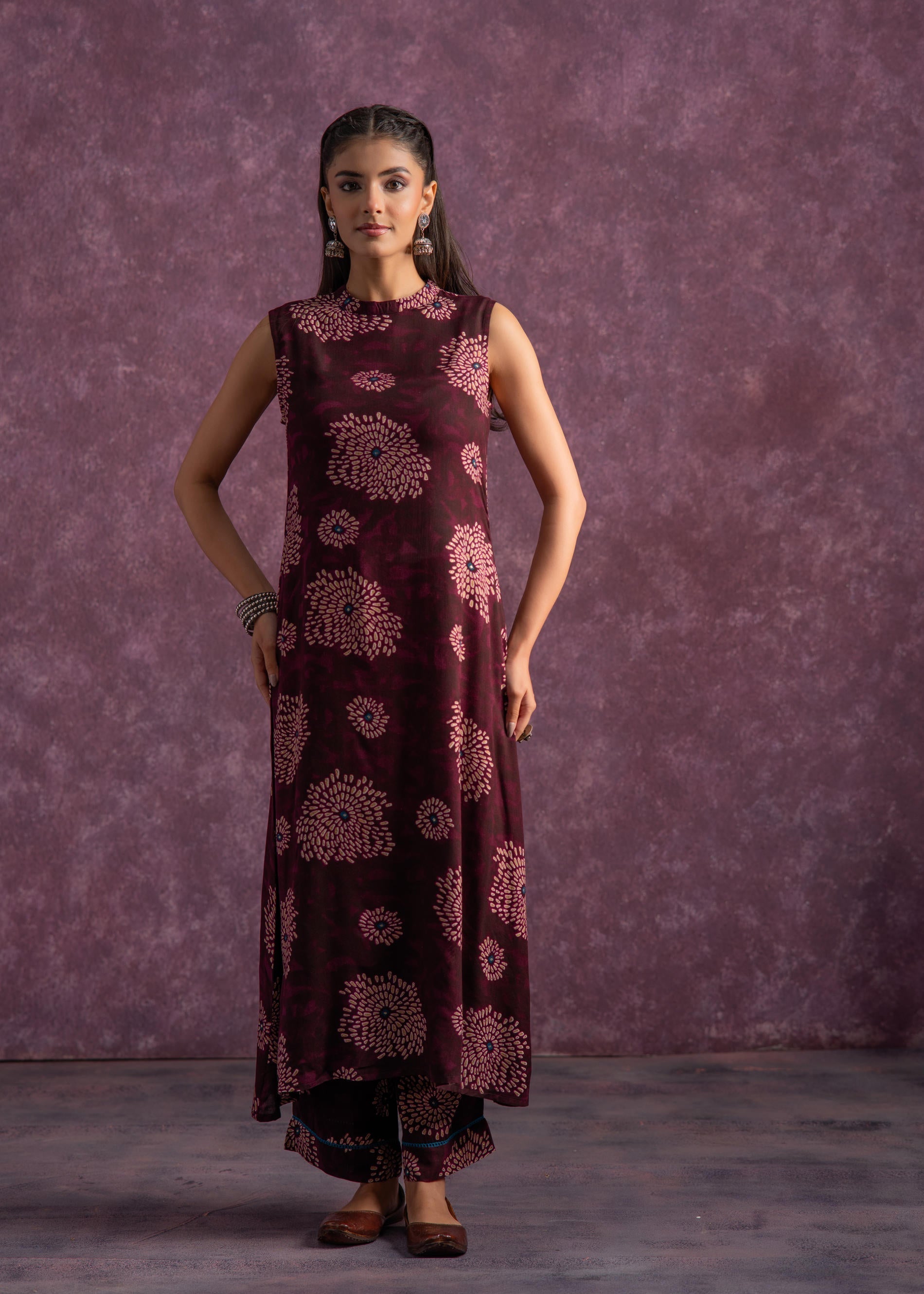 Juniper Women'S Purple Floral Printed Kurta With Pant Set