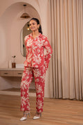 Juniper Dusty Pink Floral Printed Co-Ord Set With Button Details