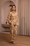 Juniper Brown Floral Printed Co-Ord Set With Button Details