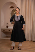 Juniper Black Noir Kashida Kurta