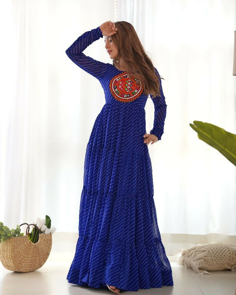 Joban Fashion Royal Blue Kurta Set Chanderi Sequence Embroidery Work