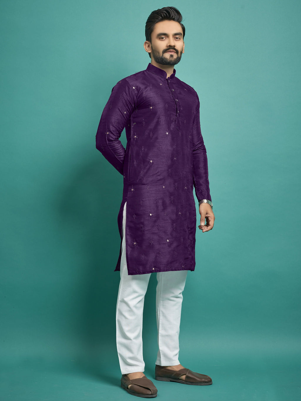 Ready to Wear Purple Stylish Men's Kurta Pajama by Infinity Export