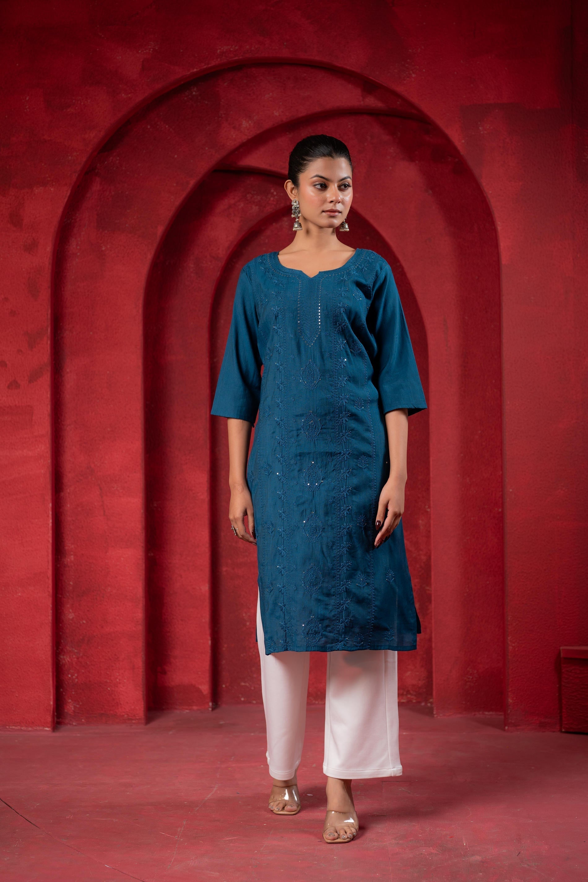 Juniper Teal Embroidered Kurta