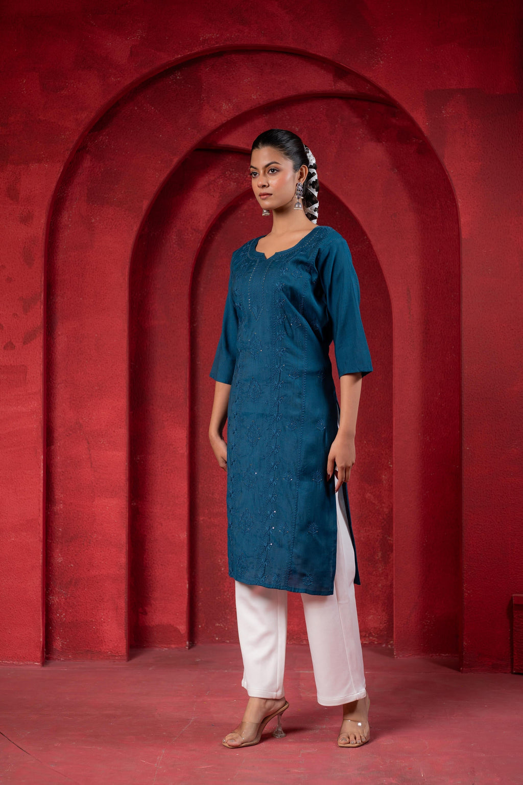 Juniper Teal Embroidered Kurta